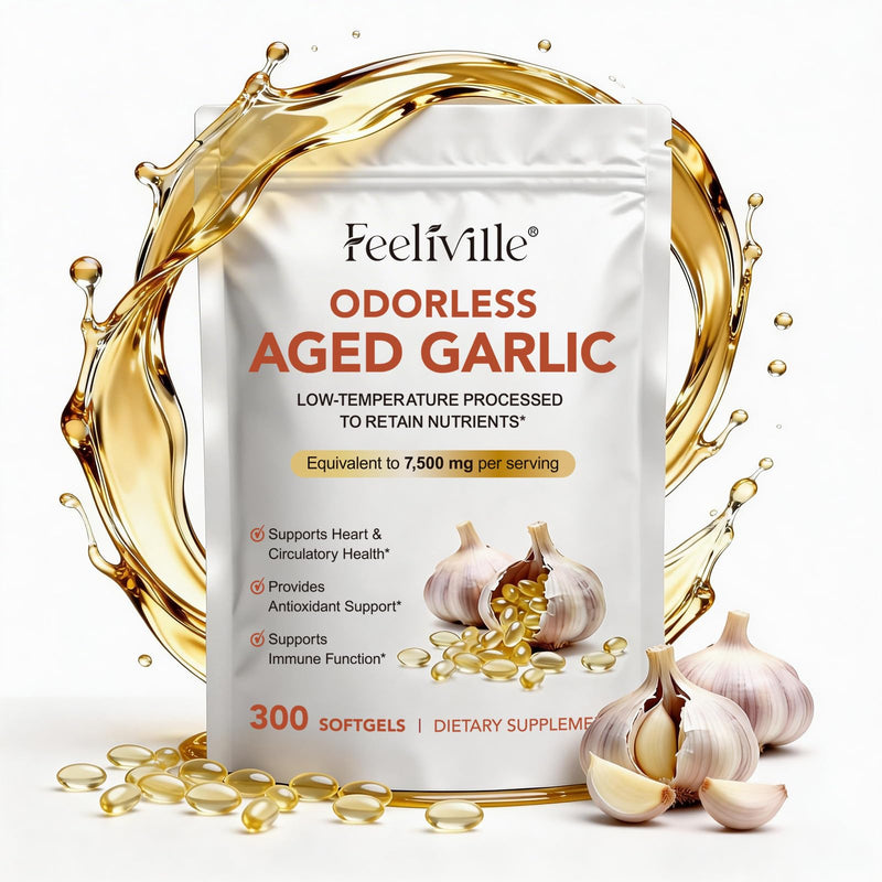 Aged Garlic Extract Capsules | 300 Softgels | Odourless Garlic Capsules | High Strength | Cold Pressed | Non-GMO, Gluten-Free, Heart Health, Antioxidant & Immune Support