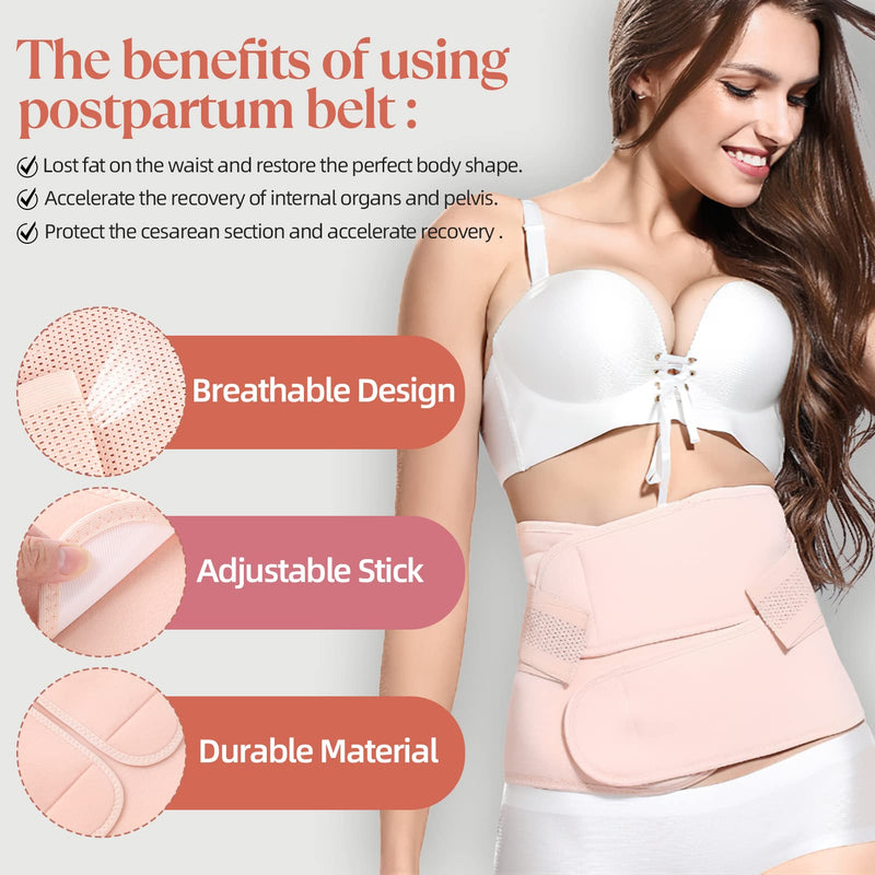 KIWI RATA Postpartum Belly Band, Postpartum Belly Support Recovery Wrap,Recovery Belly/Waist Belt, C Section Postpartum Belly Wrap, Abdominal Binder, After Birth Brace, Slimming Girdles Large Skin Color