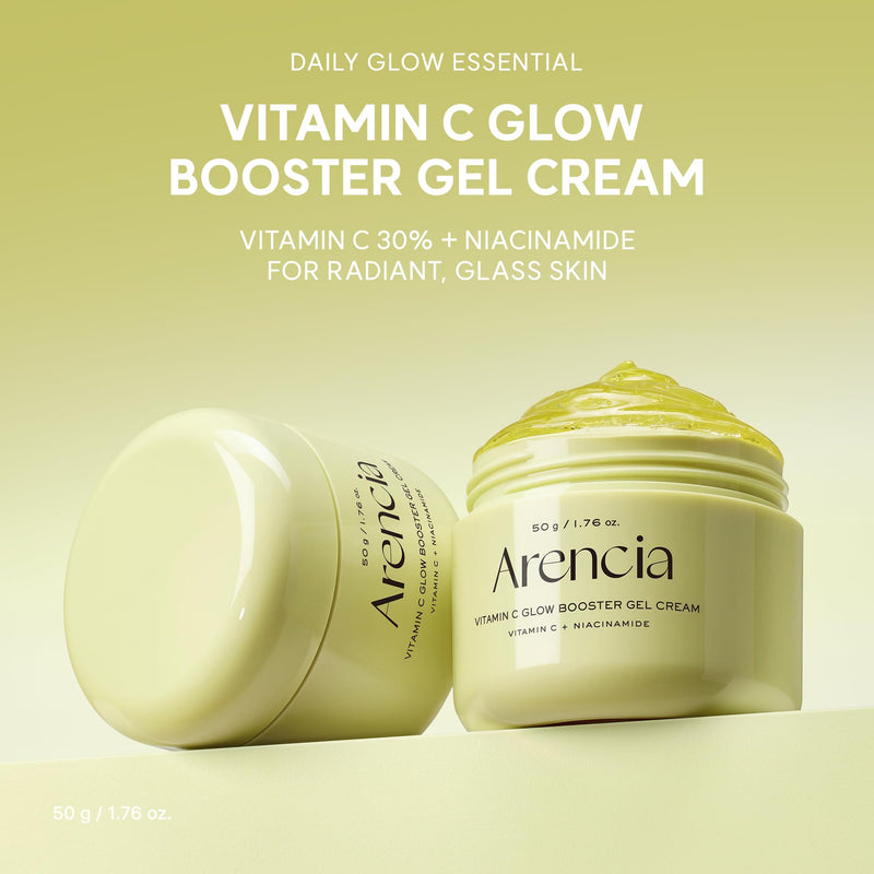 Arencai Vitamin C Booster Gel Cream with Niacinamide & Glutathione & Ceramide, Hydrating Gel Moisturizer, Supports Even-Looking Skin Tone & Smooth Texture, 50 g (1.76 oz)