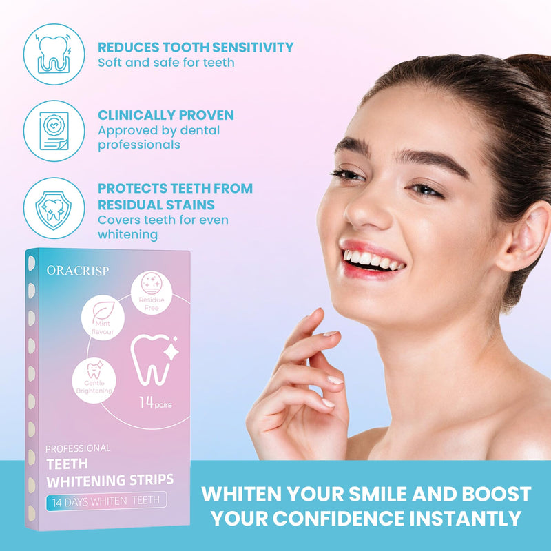 [Australia] - Teeth Whitening Strips 14 Treatments (28 Strips) - Deep Stains Removel - Enamel Safe Whitening Strips - Instant Teeth Whitening Strips 