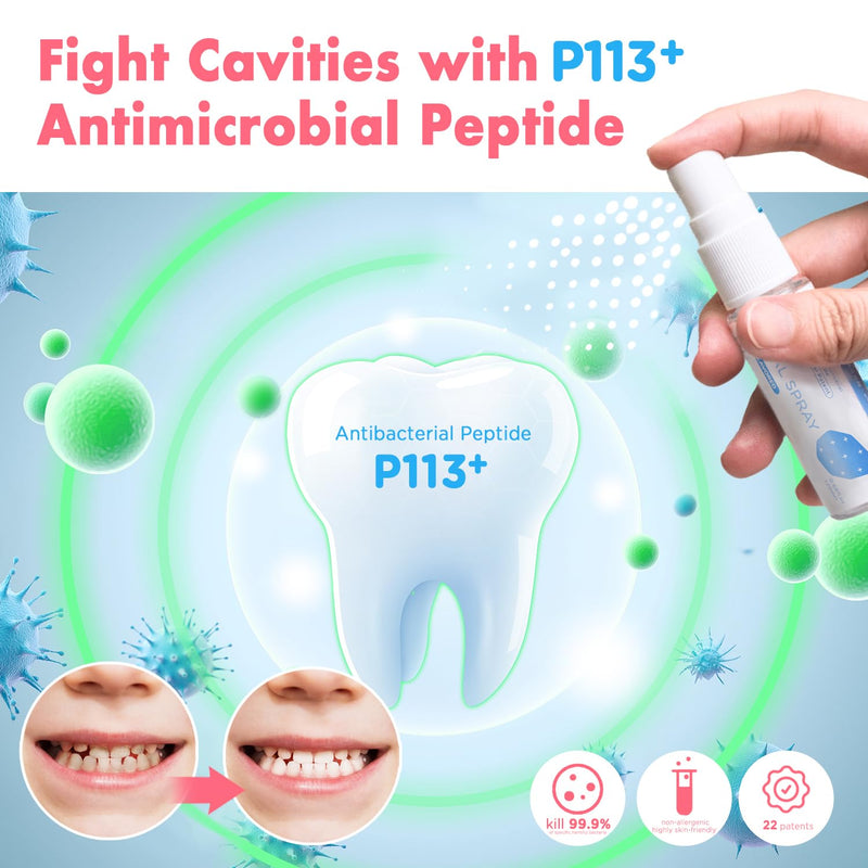 Mouth Spray for Kids Toddler Toothpaste Helper Fluoride Free Baby Toothpaste Cavity Protection Oral Care with Natural P113+ Antibacterial Peptide for Newborns to Age 12(Grape) Grape