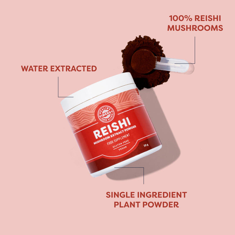Vimergy Reishi Mushroom Powder, 33 Servings – Reishi Mushroom Extract – Vegan Mushroom Supplement – Formulated Without Anti-Caking Agents, fillers, Flavors, or Sugar – Non-GMO & Gluten-Free (50g)