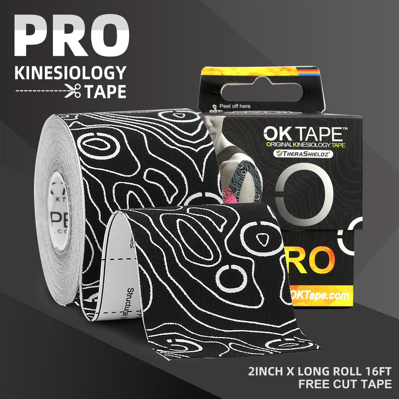 [Australia] - OK Tape Original Cotton Elastic Kinesiology Therapeutic Athletic Tape - 2inch x Long Roll Strips - Latex Free, Breathable, Pro for Physical Therapy Sports Athletes(Black+Black) 1 Roll Black 