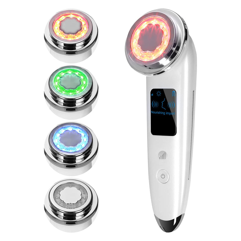 Face Massager Electric Face Lifting 4 in 1 Facial Massager Anti Aging Skin Tightening Firming Skin Care Tools (White) White
