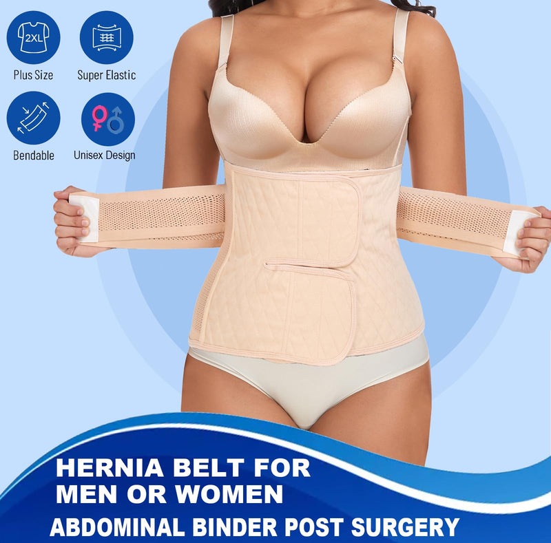 [Australia] - Abdominal Binder Post Surgery Postpartum Belly Band Belly Wrap Hernia Belt Stomach Compression Wrap C-Section,Nude,L Nude For waistline 32"-38",L 