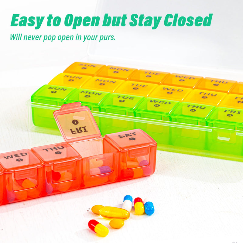 Yaklim Large Monthly Pill Organizer, XL 4 Weeks, 28 Day,ROYG | XL Compartments Hold 8 Fish Oils, 1 Time a Day, 4 Removable Weekly Trays, BPA-Free, for Travel, Vitamins, Supplements Chroma