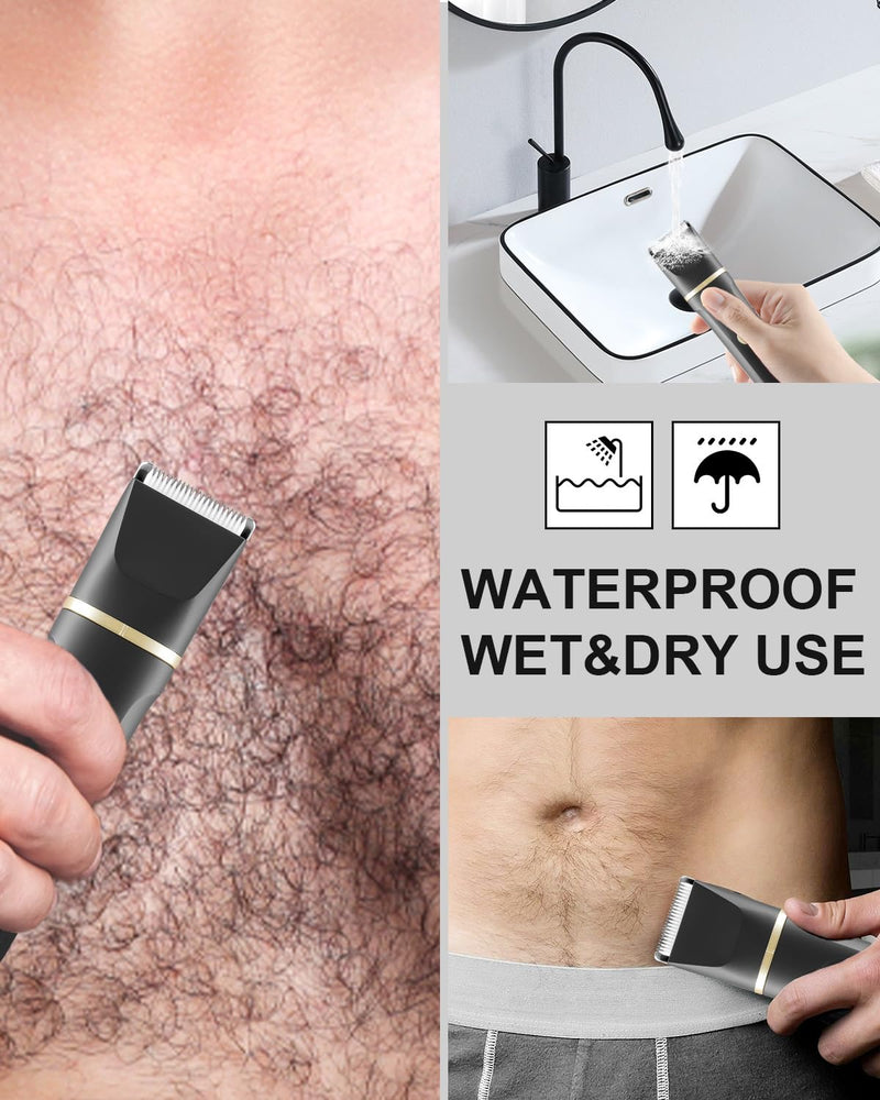 [Australia] - 3 in 1 nose hair trimmer and razor for men, electric, wet and dry use, intimate razor for men, trimmer for men's intimate area for chest, legs, armpit, groin, nose with standing charging station, IPX7 