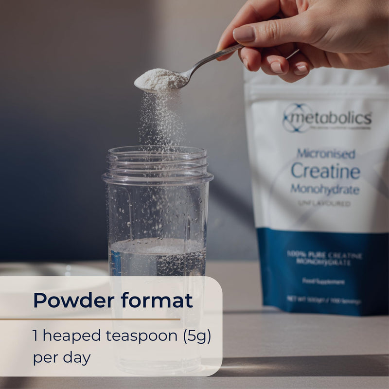 Metabolics Micronised Creatine Monohydrate Powder 5g Serving — Pure, Unflavoured, Additive-Free — UK Made GMP Certified — Strength, Power, Muscle Energy, Performance & Recovery Support — Vegan