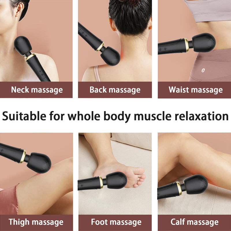 [Australia] - Handheld Massager - Cordless Massager - Travel - Quiet - Relax Body Muscles - Perfect Back Legs Hand Pains and Sports Black 