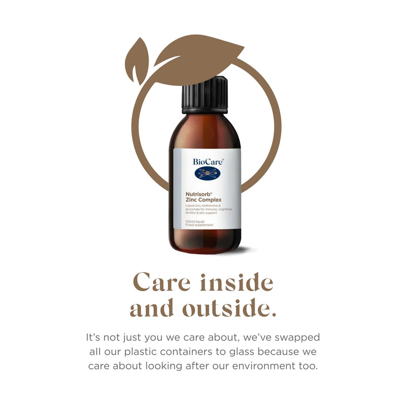 BioCare Nutrisorb Zinc Complex - High Potency Liquid Zinc Methionine & Gluconate for Immunity, Skin, Hair, Nail & Cognitive Support - 150ml