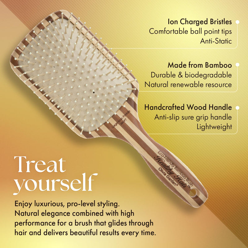 Olivia Garden Healthy Hair Eco-Friendly Bamboo Ionic Paddle Hair Brush