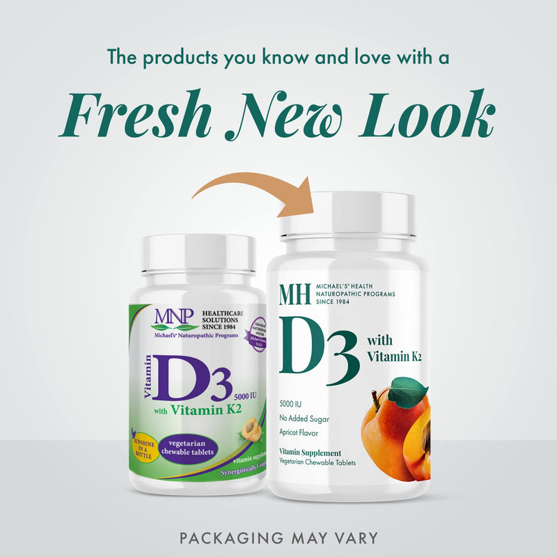 Michael's Health Naturopathic Programs Vitamin D3 with K2 - 90 Chewable Tablets - Apricot Flavor - Skeletal & Immune System Support - No Added Sugar - Vegetarian & Kosher - 90 Servings 1