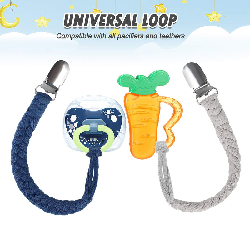 [Australia] - Pacifier Clip for Boys and Girls, 6 Pack Baby Pacifier Holder Leash 100% Handmade Braided Fits All Pacifiers & Teething Toys Modern Unisex Baby Gift Colorful 