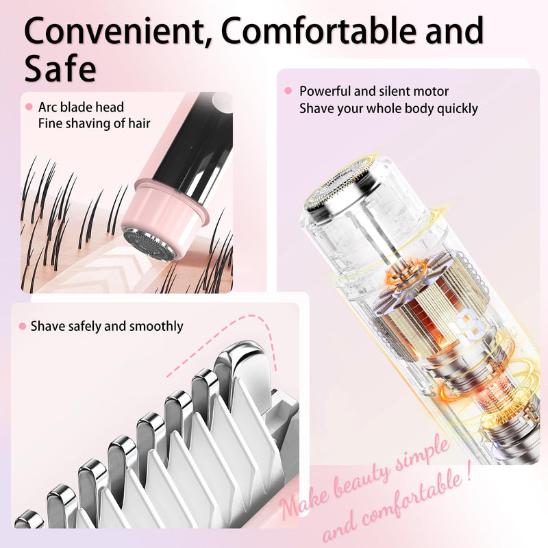 [Australia] - 2 in 1 Electric Bikini Trimmer for Women, Cordless Dual Head Electric Razor with LED Display, Rechargeable and Portable, IPX7 Waterproof for Wet and Dry Use(Pink) 