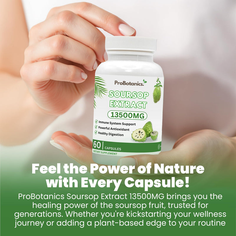 Soursop Capsules | Full Spectrum 13500mg 30:1 Extract Per Serving | Potent Antioxidant & Immune Support - 60 Capsules