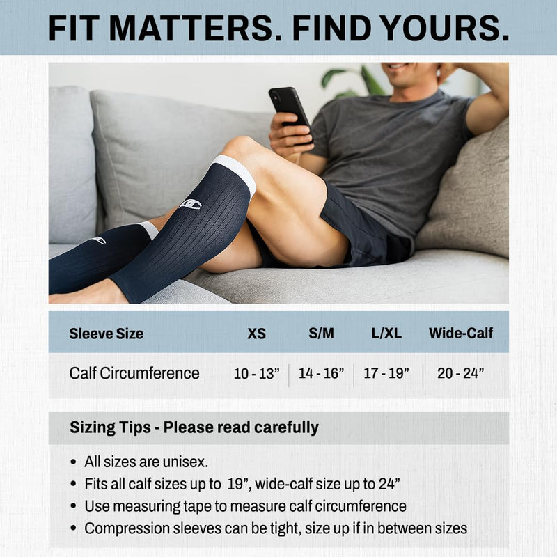 PRO Compression Calf Sleeve for Pain Relief | Calf Guard for Running, Cycling, Nurses, and Sports X-Small White