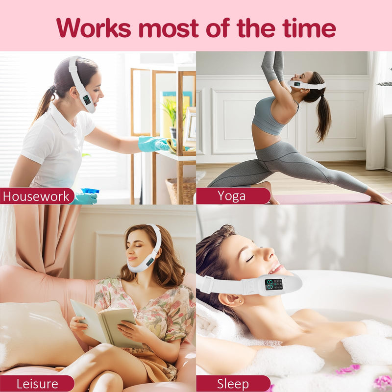 V-Face Shaper - Electric Double Chin Reduces & Face Slimming Device with 8 Massage Modes, 15 Intensity Levels for Women - Lift & Define Jawline