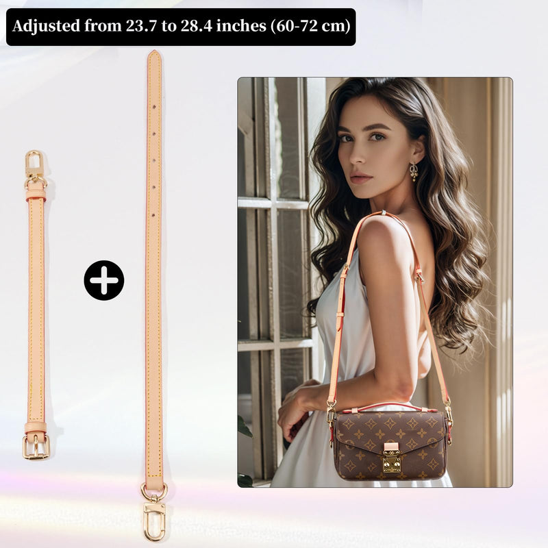 SENTEN Vachetta Leather Replacement Strap for Louis Vuitton Strap, Purses and Handbag Leather Shoulder Extender Straps for Multi Pochette Accessories Length: 39.3-47.2in/Width: 0.71in