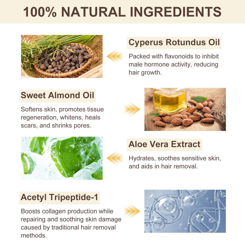 2PCS Cyperus Rotundus Oil, Natural Cyperus Rotundus Oil For Hair Removal, Reduces Unwanted Hair Growth, Moisturizes & Soothes The Skin, Suitable For All Skin Types 2.02 Fl Oz (Pack of 2)
