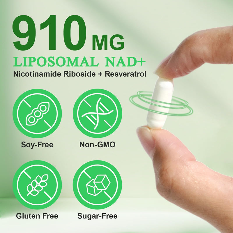 NAD+ Supplement 910mg, Boost NAD+ Levels with Nicotinamide Riboside, Support Cellular Energy & Anti-Aging 120 Capsules