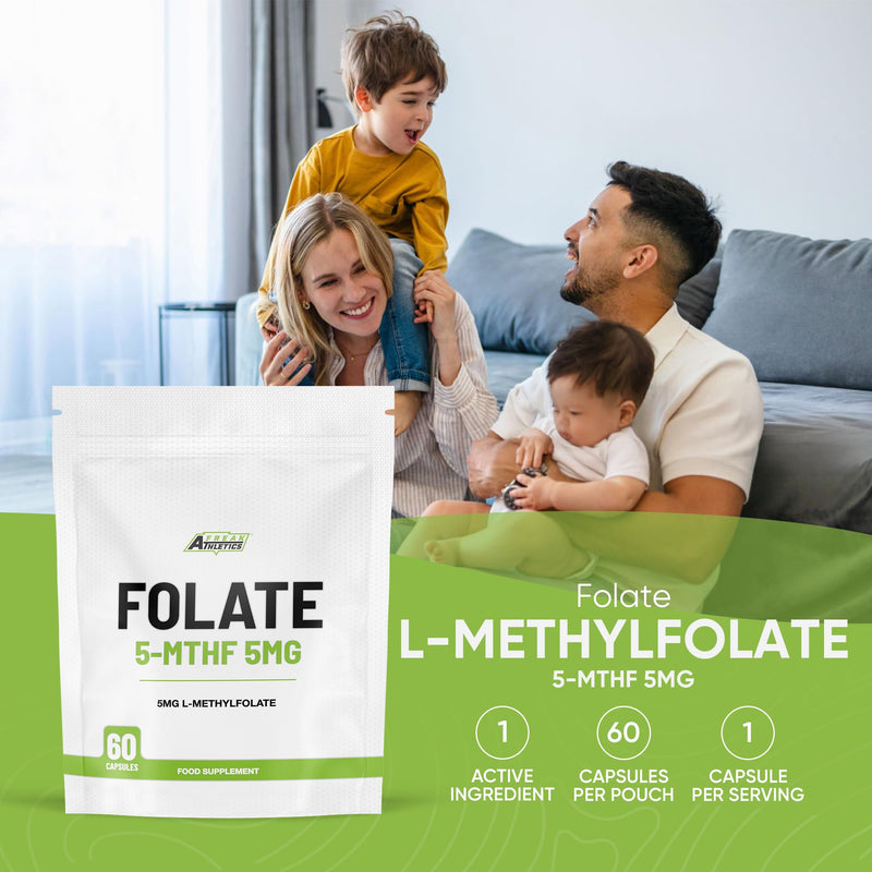 Freak Athletics Folate 5mg (L-Methylfolate) 60 Capsules, 5-MTHF Active Form of Folic Acid/Vitamin B9,UK Made 60 count (Pack of 1)
