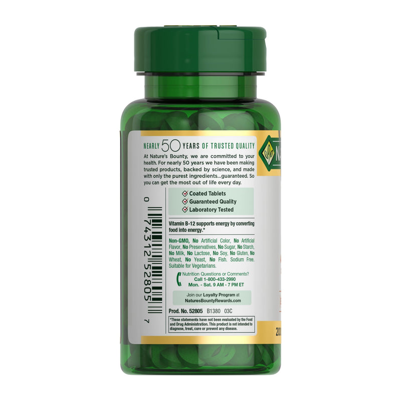Nature's Bounty Vitamin B12 1000 mcg Supplements, Supports Energy Metabolism, 200 Ct 200 Count (Pack of 1)
