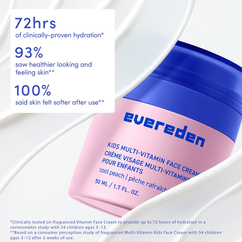 Evereden Kids Face Cream, Dermatologist-Tested, Vitamin B3, Melon, 1.7 oz | Vitamin-Enriched, Face Moisturizer, Safe for Young & Sensitive Skin, Omegas 3, 6, 9, Melon Scent, Kids Ages 3+, 1.7 fl oz Kids Face Cream – Melon