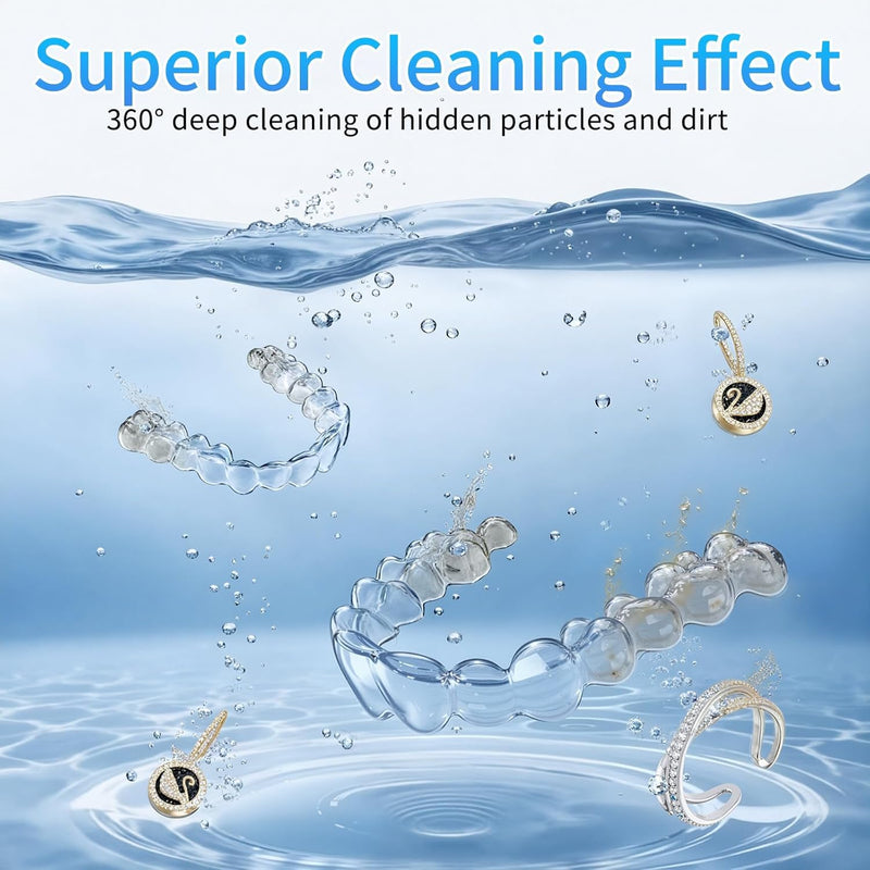 [Australia] - Ultrasonic Retainer Cleaner, 42kHz Dental Cleaning Pod for Dentures, Braces, Mouth Guards, Night Guard, Toothbrush Heads, Jewelry, Aligner, UV Cleaner with 2 Modes, Digital Timer, 250ml Clean Pod 