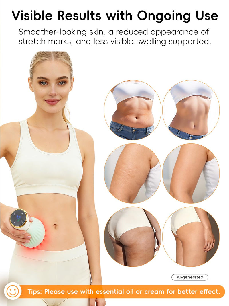 Lymphatic Drainage Massager for Body & Legs – Electric Handheld Body Massager with 12 Levels & Multi-Mode Massage, Helps Support Circulation, Smooth the Look of Cellulite & Relax Muscles