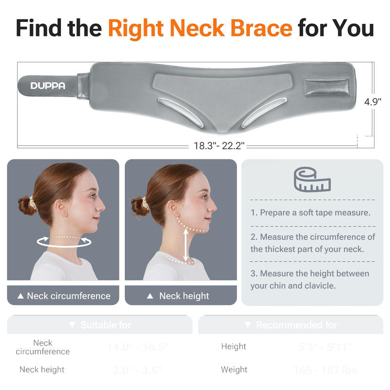 [Australia] - Ergonomic Neck Brace for Neck Pain and Support, Throat-Friendly V-Shaped Cervical Collar with Dual Memory Foam for Cervical Spine Pressure Relief and Vertebrae Stability, Non-Washable (14.0" - 16.5") 