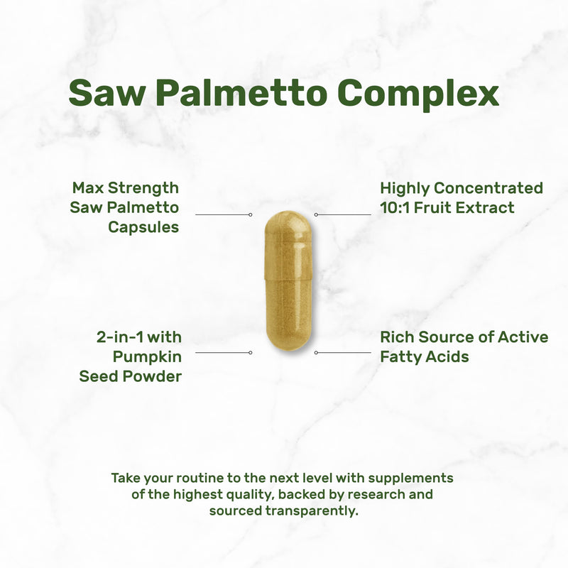 Saw Palmetto Supplement with Pumpkin Seed, 300 Capsules | Promotes Prostate Health | DHT Blocker | Hair Growth Vitamins, Maintain Normal Urinary Frequency