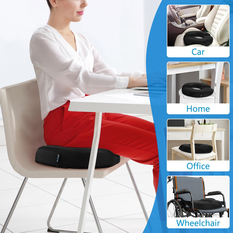 [Australia] - Donut Pillow, Donut Cushion for Tailbone Pain Relief and Hemorrhoids, Donut Seat Cushion for Coccyx, Sciatica, Surgery and Postpartum, Hemorrhoid Pillow for Long Sitting Office Workers, Car Drivers Carbon Black 