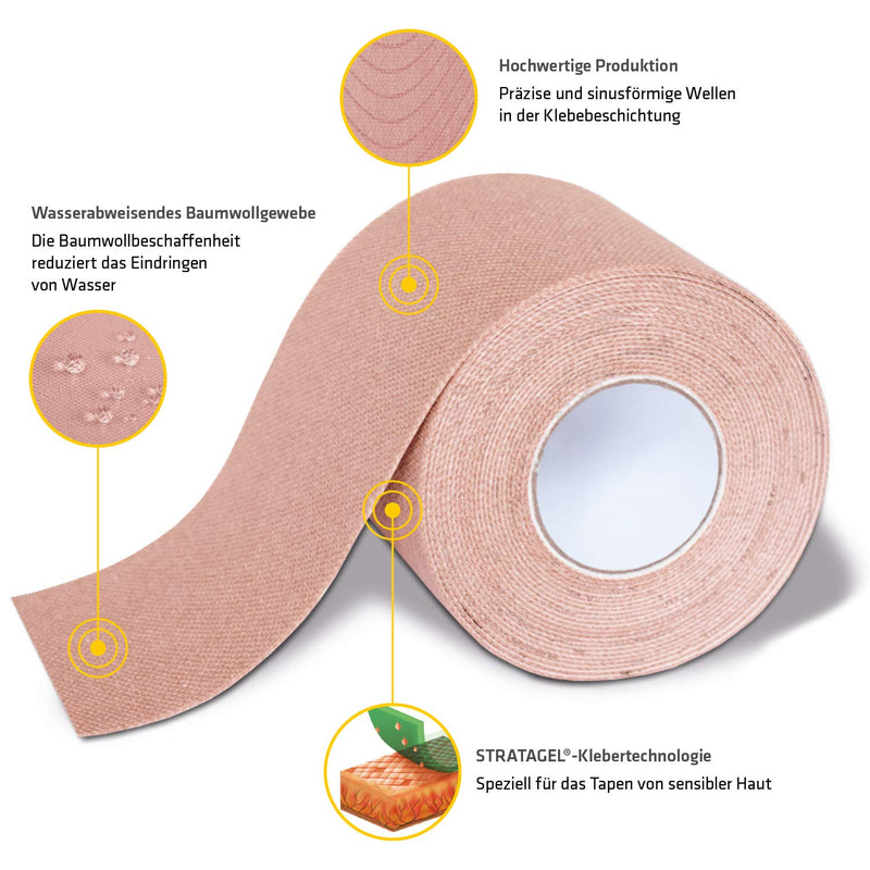 K-Active Gentle Kinesiology Tape, Extra Skin-Friendly, For Sensitive Skin & Allergy Sufferers, Sensitive Kinesiology Tape, 5 cm x 5 m, Skin K-beauty