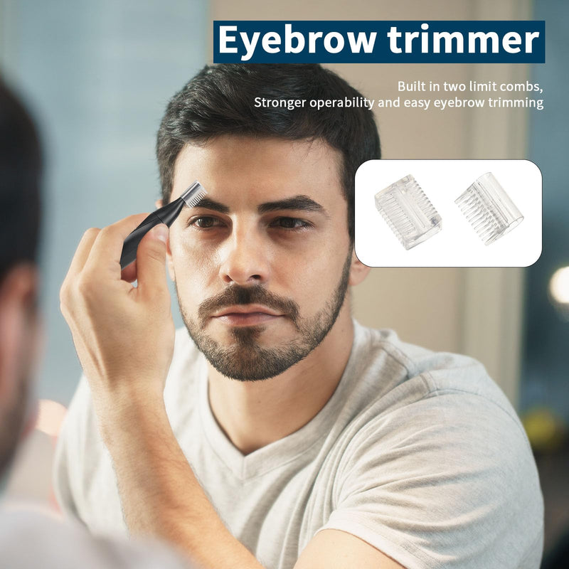 [Australia] - Ear and Nose Hair Trimmer for Men, 2025 Professional Painless USB Rechargeable Eyebrow & Facial Electric Hair Trimmer for Men Women, Powerful Motor, Dual Edge Blades, IPX7 Waterproof Easy Clean Black 