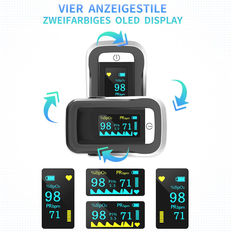 [Australia] - BerkeMed pulse oximeter, oxygen saturation measuring device finger, with OLED screen and lanyard, for children, adults, elderly, families and hospitals 