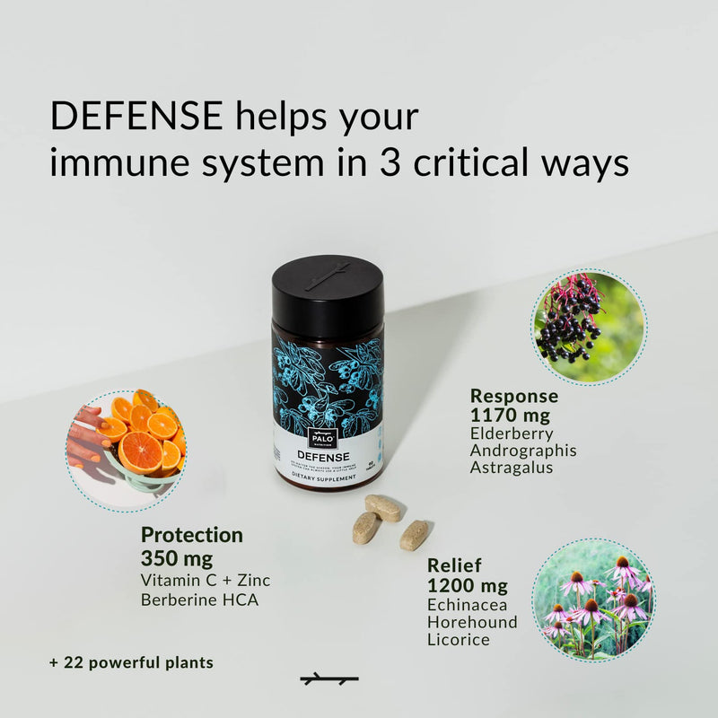 Defense Wellness Formula Vitamins & Herbal Blend - Immune System Support Supplement - with Elderberry, Vitamin C, Zinc, Echinacea, Astragalus, Andrographis— 90 Tabs