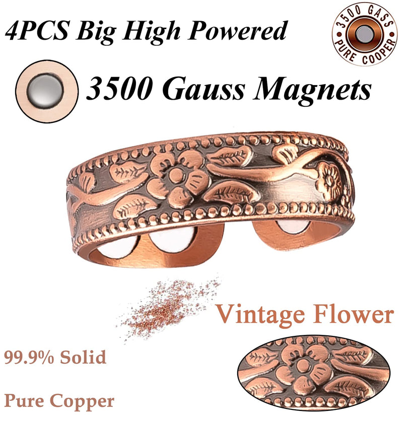 [Australia] - Vicmag Copper Magnetic Ring for Women Ring Ladies Fingers Thumb 99.9% Solid Pure Copper Gift 2PCS Adjustable 4X Copper 