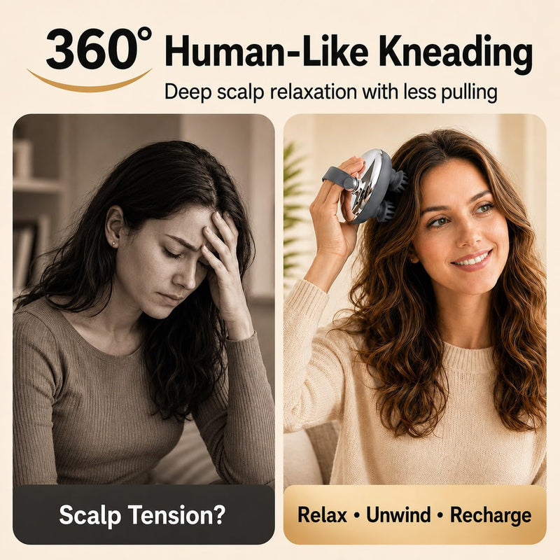 Melonsun Electric Scalp Massager, 2 Claw Sets, IPX7 Waterproof, Silver | Metallic Finish, Anti-Tangle 360° Kneading, 100 Nodes + 1,000+ Cleansing Tips, 3 Modes, USB-C Rechargeable, 15-Min Auto-Off