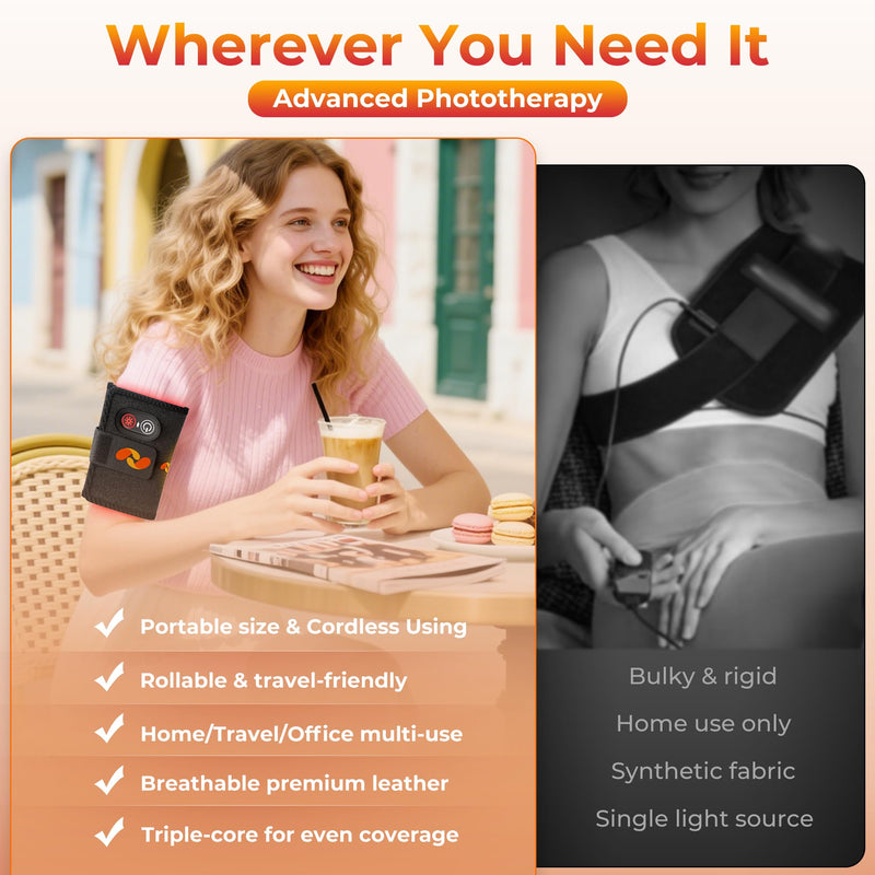Red Light Therapy for Body, 2000mAh Rechargeable Cordless Portable Light Therapy Pad, 660&850nm Infrared Light Therapy for Back Waist Shoulder Knee Joint, Home Outdoor, Gifts for Women Men(13.6"x5.9")