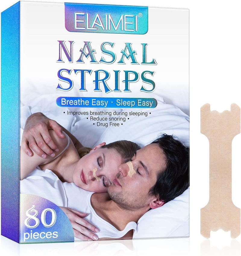 Nasal Strips for Snoring, 80 Pieces,Nose Strips for Sleeping, Snoring Solution, Relieving Nasal Congestion Caused by Colds and Allergies,So That You Can Sleep Better, Brown