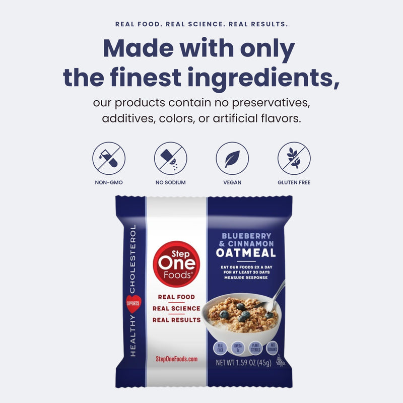 [Australia] - Step One Foods Blueberry Cinnamon Oatmeal, Heart Healthy Snack Plant Sterols, Omega 3's and Dietary Fiber Gluten Free Vegan Oatmeal (12 Pack) 