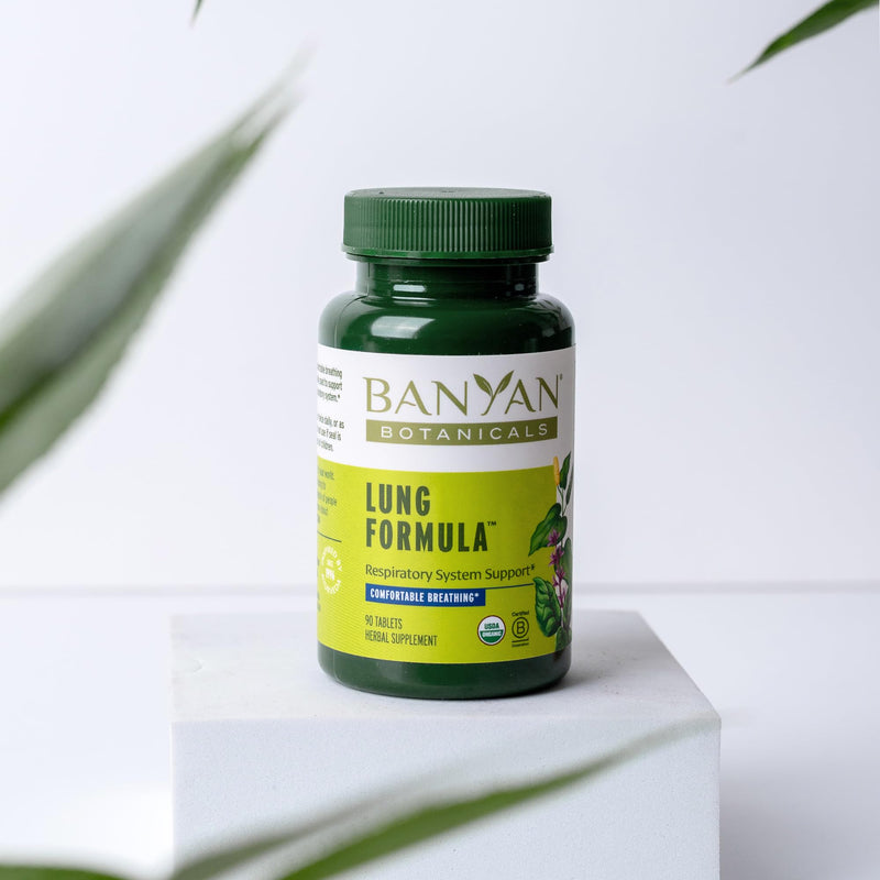 [Australia] - Banyan Botanicals Lung Formula – Organic Respiratory Support for Lung Health – Plant-Based Blend with Licorice, Tulsi Leaf, and Other Lung Health Herbs – 90 Tablets – Non GMO Sustainably Sourced Vegan 