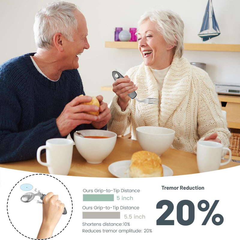 Adaptive Utensils Set, Parkinsons Utensils, Weighted Silverware for Hand Tremors, Elderly, Arthritis, Parkinsons, Adaptive Equipment–Easy Grip Aids Handle, Handicap Accessories for Daily Living 4