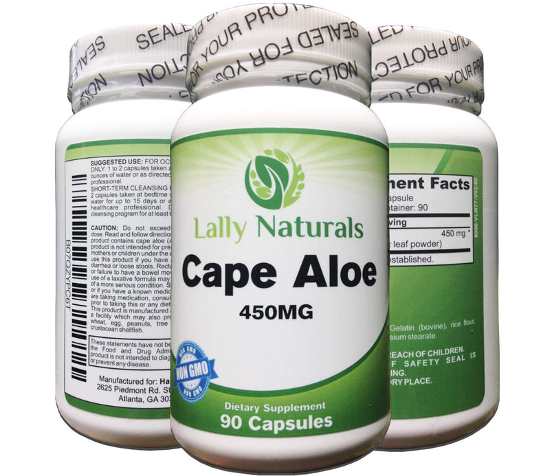 [Australia] - Cape Aloe 450 mg – Detox - Cape Ferox Capsules – Natural Laxative – Non-GMO – African Cape Aloe Pills - Natural Relief – Aloe Ferox Whole Leaf Capsules (90 Capsules) 