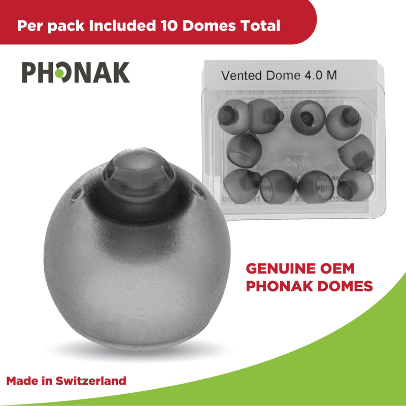 [Australia] - Phonak Vented 4.0 Dome Medium (0.35 inch=9mm) 10 Domes, Genuine OEM Switzerland Replacement by Sonova, Hearing Aid Domes for Phonak Audeo Marvel Paradise Lumity Accessories -1 Pack/10 Domes Total 