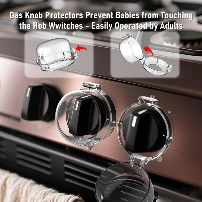 [Australia] - Stove knob Safety Covers for Child Upgraded Unlock Universal Size with Adult Two-Finger, Dual-Key Press Gas Stove Knob Locks Water Resistant Oil Resistant and High Temperature ResistantÔºà5 PackÔºâ 5 White 