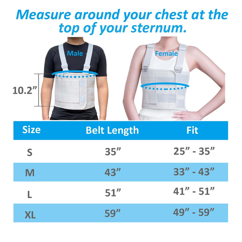 [Australia] - Rib Injury Chest Binder Brace for Cracked Ribs - Elastic Rib Support Belt for Men and Women - Rib Cage Support Belts Chest Compression Wrap for Bruised, Fractured or Dislocated Ribs Protection, Compression Wrap and Chest Support (Medium ( Fits 33” - 43... 