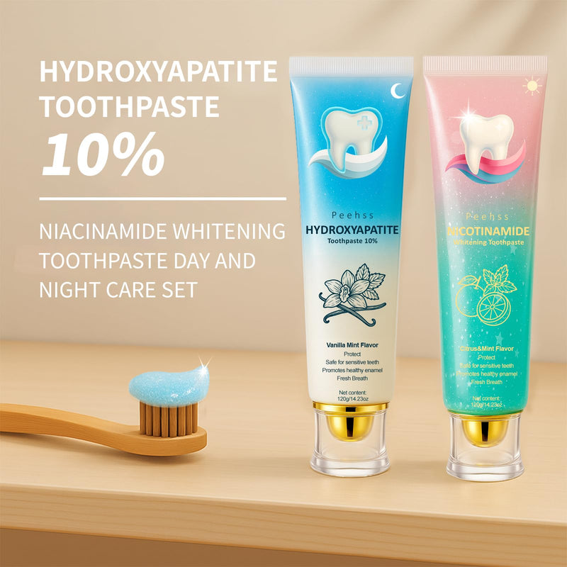 [Australia] - Hydroxyapatite Toothpaste 10% + Niacinamide Whitening - Enamel Repair & Gum Care, Nano Hydroxyapatite for Sensitivity Relief, Fluoride-Free Fresh Breath 4PCS (4) 