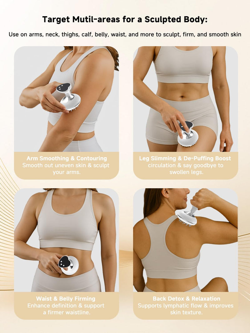[Australia] - Lymphatic Drainage Massager, Electric Anti Cellulite Massage Tool, Helps Reduce Stretch Marks & Cellulite for Legs & Arms & Belly, Body Sculpting Machine with Microcurrent, Light, Heat & Vibration 