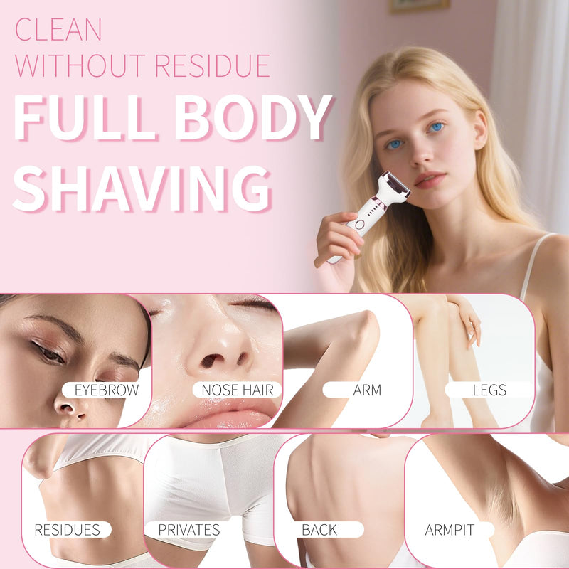 [Australia] - Electric Razors LED Display for Women Men, 2025 Wet/Dry Lady Shaver,4 in 1 Cordless Hair Remover with IPX7 Waterproof,Smooth & Silky Portable Bikini Electric Grooming Set Pink 